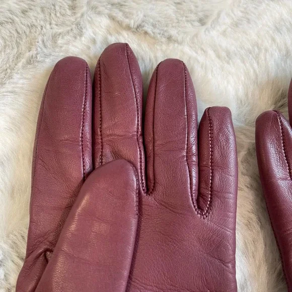 Vintage Gloves Mauve Pink Italian Leather 100% Cashmere Lining Size 6 - Picture 5 of 14